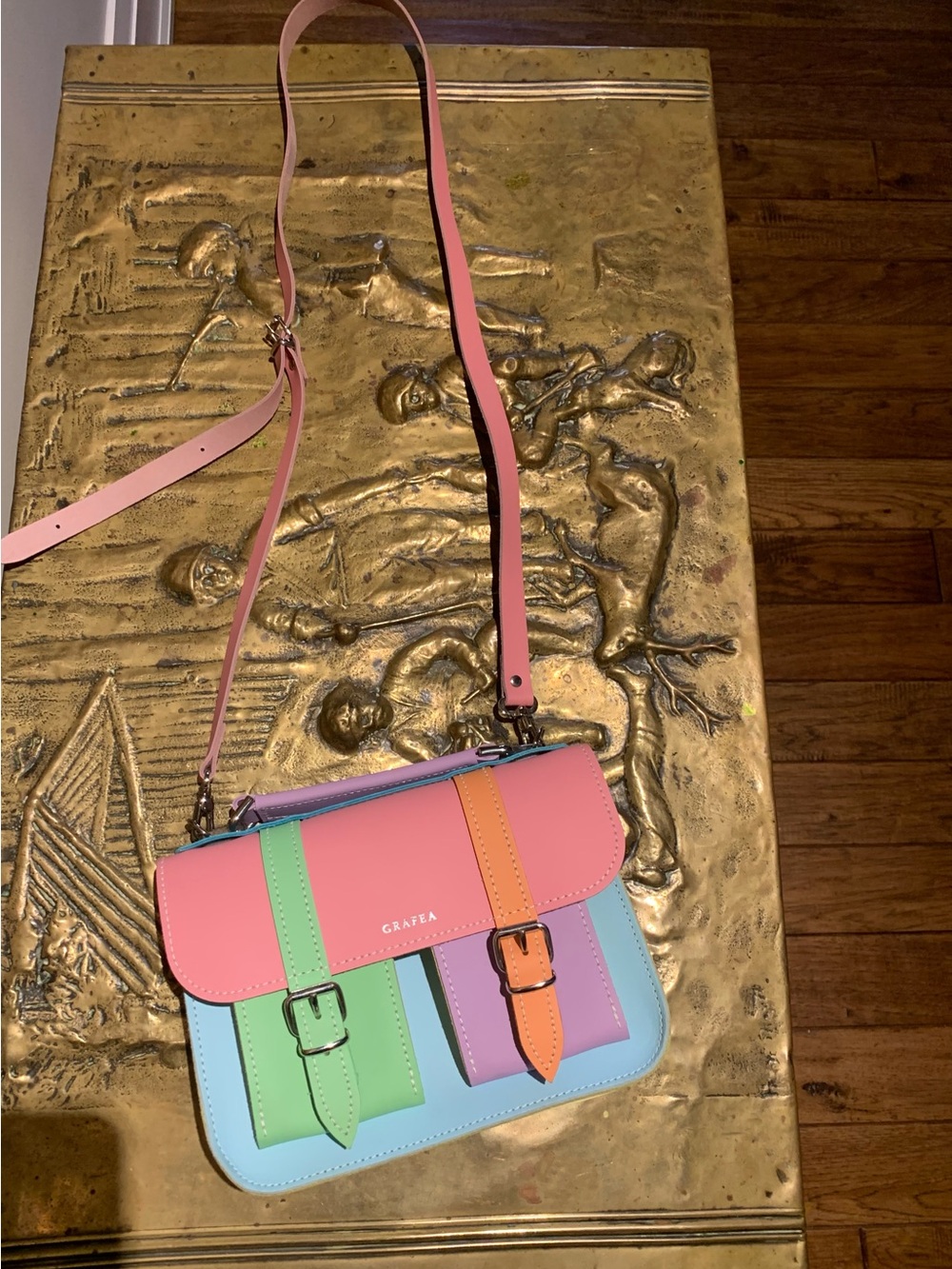 Grafea Pastel Leather Mini Satchel Bag in Pink, Mint, Lavender, Blue & Peac